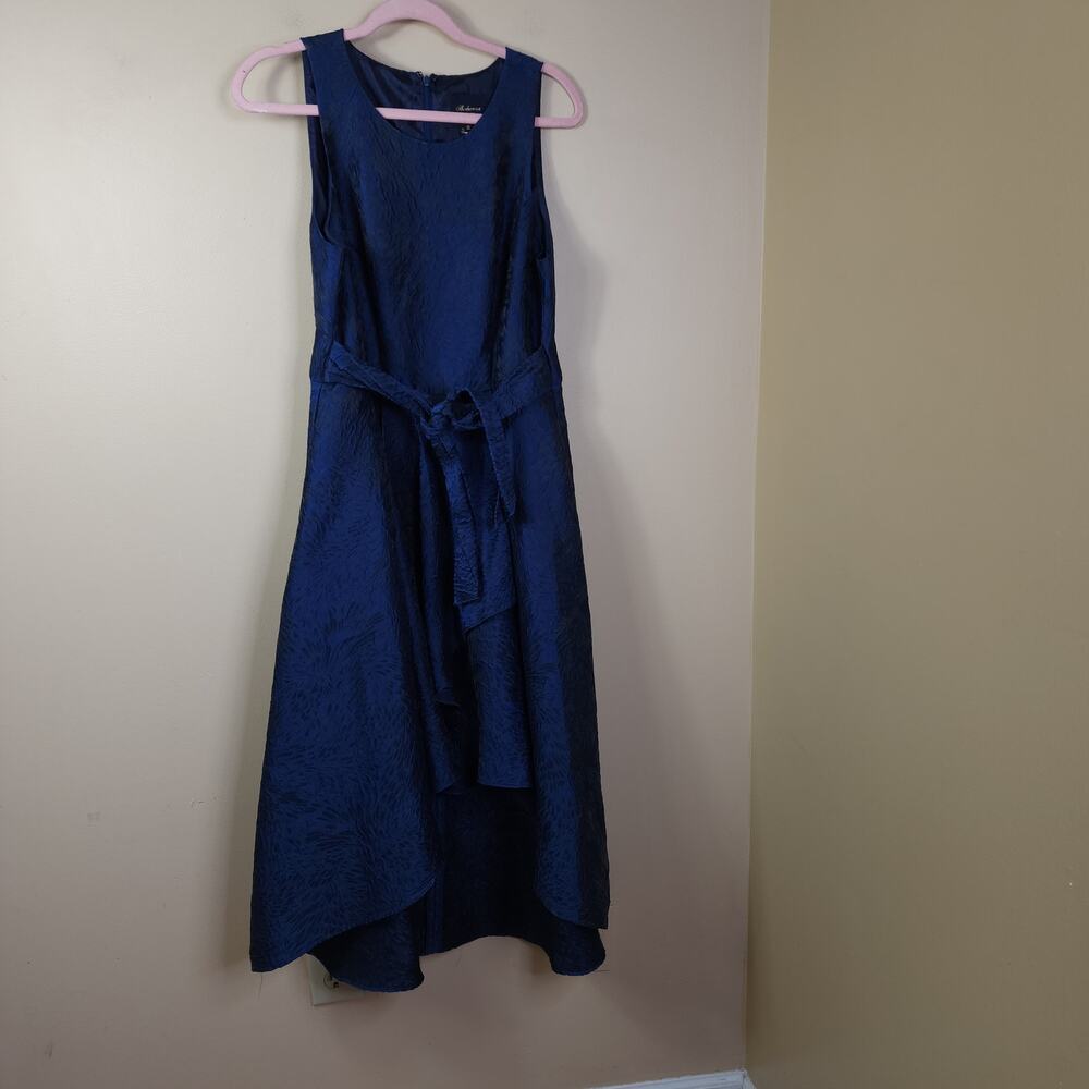 Shoshanna Midnight Preuss jacquard High Low Dress in Blue Size 10 DAMAGED